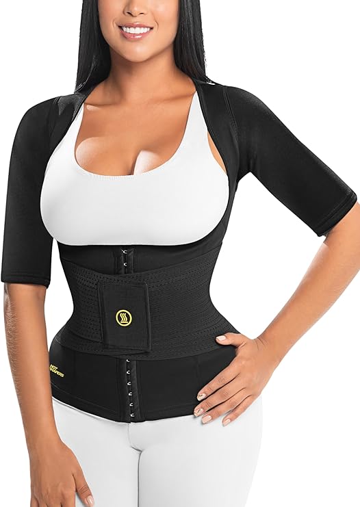 HOT SHAPERS Women’s Sleeved Body Sculpting Kit - Waist Cincher with Sleeves & Waist Trainer for Full-Body Contouring